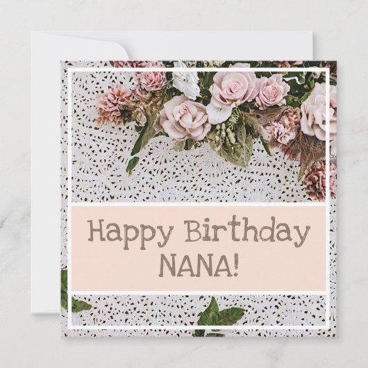  Rozen Roze Bouquet Crochet Lovely Birthday Kaart (Voorkant)