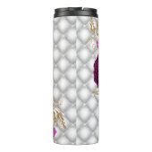 Rozen Roze Bourgondische diamanten Elegant monogra Thermosbeker (Achterkant)