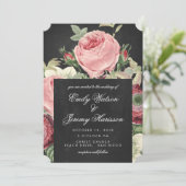 Rozen Roze Chalkboard Weddenschap Kaart (Staand voorkant)