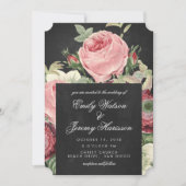 Rozen Roze Chalkboard Weddenschap Kaart (Voorkant)