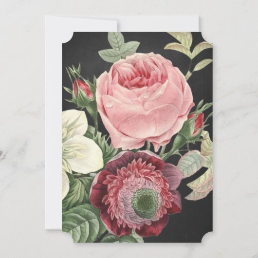  Rozen Roze Chalkboard Weddenschap Kaart (Achterkant)