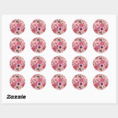 Rozen roze droompatroon ronde sticker (Vel)