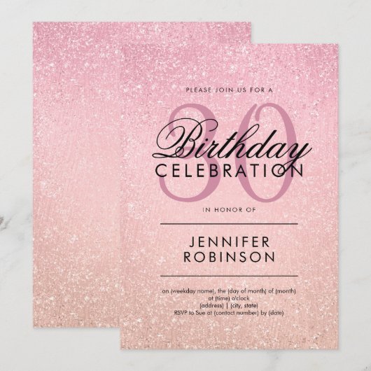 Rozen Roze elke leeftijd Maandag Glitter Verf Kijk Kaart (Voorkant / Achterkant)