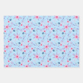 Rozen roze en blauwe Waterverf Inpakpapier Vel (Voorkant)