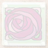  Rozen Roze en Groen bloempatroon Glazen Onderzetter (Achterkant)