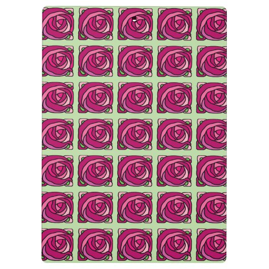  Rozen Roze en Groen bloempatroon Klembord (Achterkant)