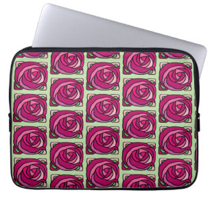  Rozen Roze en Groen bloempatroon Laptop Sleeve