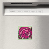  Rozen Roze en Groen bloempatroon Magneet (Insitu (Vaatwasser))