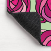  Rozen Roze en Groen bloempatroon Muismat (Hoek)