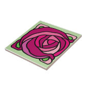  Rozen Roze en Groen bloempatroon Tegeltje (Zijkant)