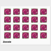  Rozen Roze en Groen bloempatroon Vierkante Sticker (Vel)