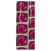 Rozen Roze en Groen bloempatroon Wijn Cadeautas (Voorkant)