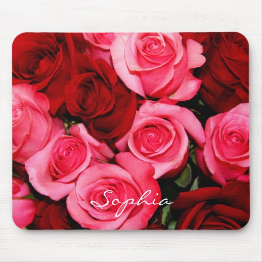 Rozen, roze en rode-computermousepad muismat (Voorkant)