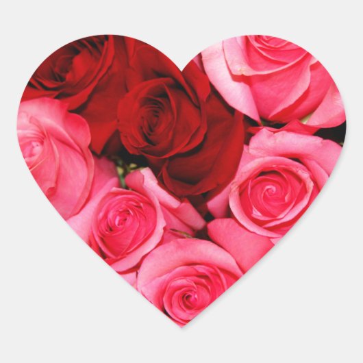 Rozen, roze en rood hart sticker (Voorkant)