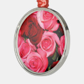 Rozen, roze en rood metalen ornament (Links)