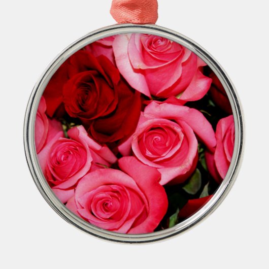 Rozen, roze en rood metalen ornament (Voorkant)