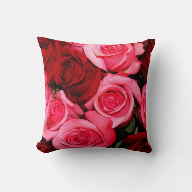 Rozen, roze en rood-vierkant Sierkussen (Voorkant)