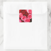 Rozen, roze en rood vierkante sticker (Tas)