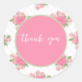 Rozen Roze Eucalyptus Groen Hartelijk dank Ronde Sticker (Voorkant)