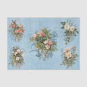  Rozen Roze Floral Blauw en Witte Ontkoppeling Tissuepapier (Voorkant)