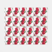 Rozen Roze Floral Fleece Deken (Voorkant (Horizontaal))