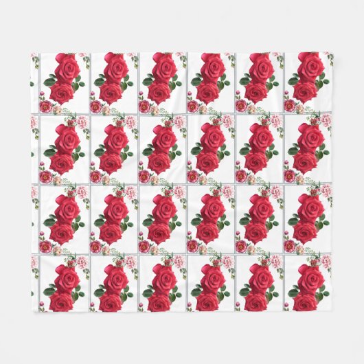 Rozen Roze Floral Fleece Deken (Voorkant (Horizontaal))