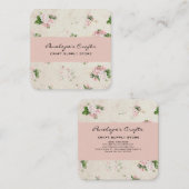  Rozen Roze Floral Square Visitekaartje (Voorkant / Achterkant)