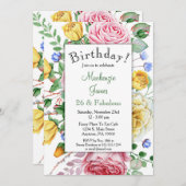 Rozen Roze geel Kaart (Voorkant / Achterkant)