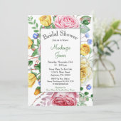 Rozen Roze Gele Floral Bridal Shower Kaart (Staand voorkant)