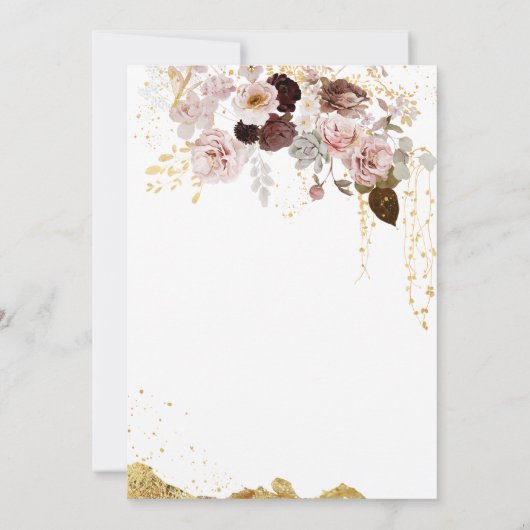 Rozen Roze & Goud Bloemen Elegant Vrijgezellenfees Kaart (Achterkant)