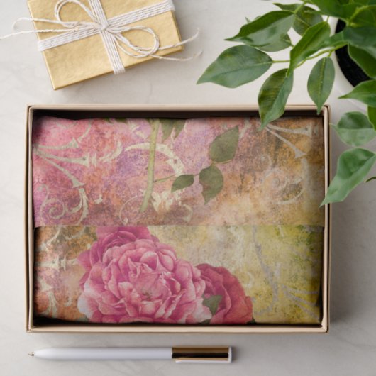  Rozen Roze goudblaaslamp Patroon Tissuepapier (Geschenk)