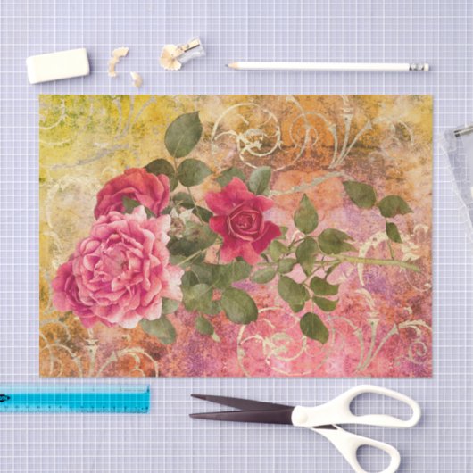  Rozen Roze goudblaaslamp Patroon Tissuepapier (Craft)