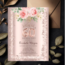 Rozen, Roze Gouden Glitter Frame Kroon 60e Verjaar