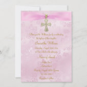 Rozen, Roze Lint & Gouden Kruisdoop Kaart (Voorkant)