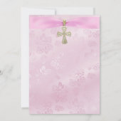 Rozen, Roze Lint & Gouden Kruisdoop Kaart (Achterkant)