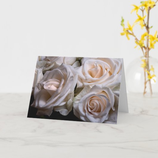 Rozen roze met dew kaart (Gele Bloem)