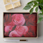 Rozen, roze papier en papier met rode stremming (Geschenk)