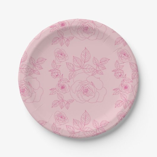 Rozen Roze Papieren Bordje (Voorkant)