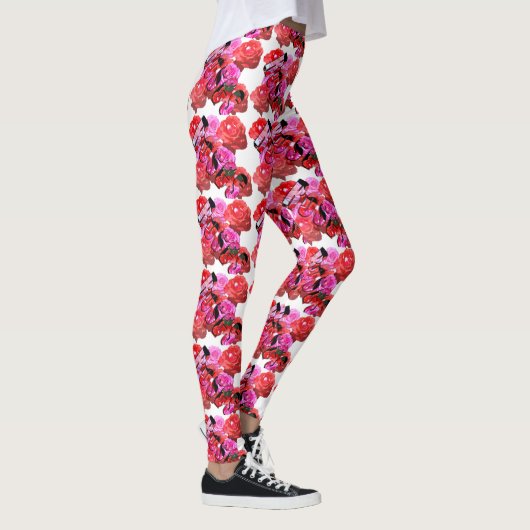 Rozen, Roze Rode Roos Logo, Dames Leggings (Rechts)