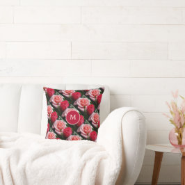 Rozen Roze Rood Bloemmotief Maatwerk Monogram Kussen
