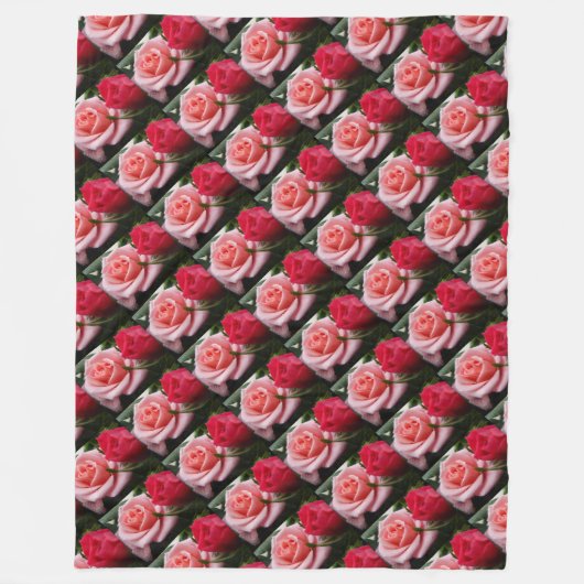  Rozen Roze rood flessenpatroon Fleece Deken (Voorkant)