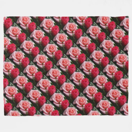  Rozen Roze rood flessenpatroon Fleece Deken (Voorkant (Horizontaal))