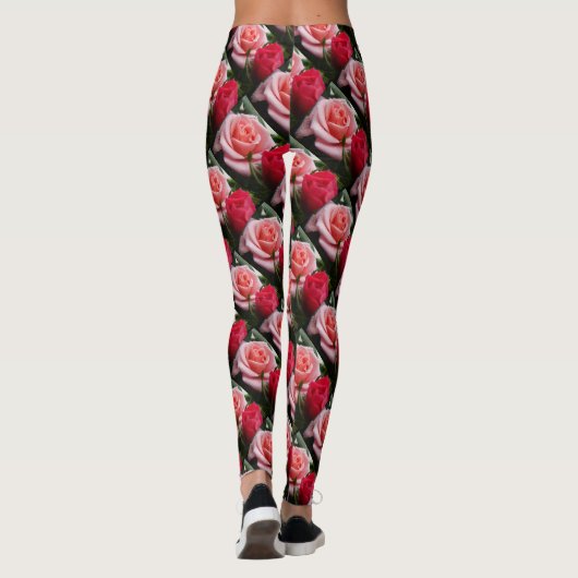  Rozen Roze rood flessenpatroon Leggings (Achterkant)