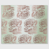 Rozen Roze Rose Gold Metallic Floral Blush Mint Cadeaupapier (Vlak)
