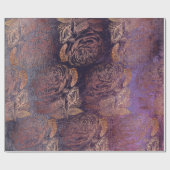 Rozen Roze Rose Gold Metallic Floral Burgundy Plum Cadeaupapier (Vlak)