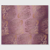 Rozen Roze Rose Gold Metallic Floral Burgundy Red Cadeaupapier (Vlak)