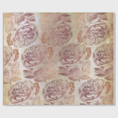 Rozen Roze Rose Gold Metallic Floral Old Grungy Cadeaupapier (Vlak)