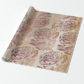 Rozen Roze Rose Gold Metallic Floral Old Grungy Cadeaupapier (Uitgerold)
