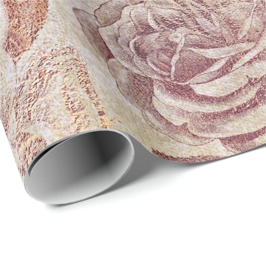Rozen Roze Rose Gold Metallic Floral Old Grungy Cadeaupapier (Rol Hoek)