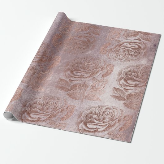 Rozen Roze roze goudmetaal Blush poeder Cadeaupapier (Uitgerold)